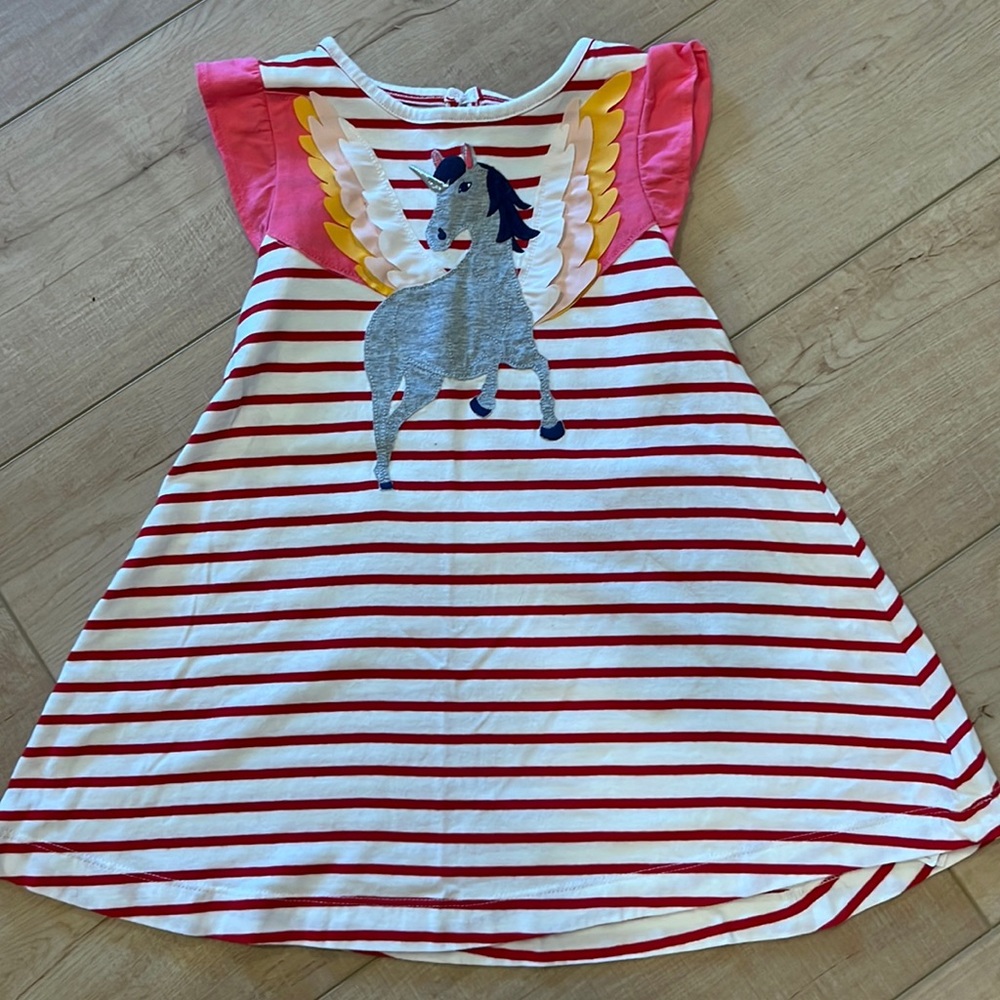 Mini Boden Girls Unicorn Dress Size 3-4 Y 104cm